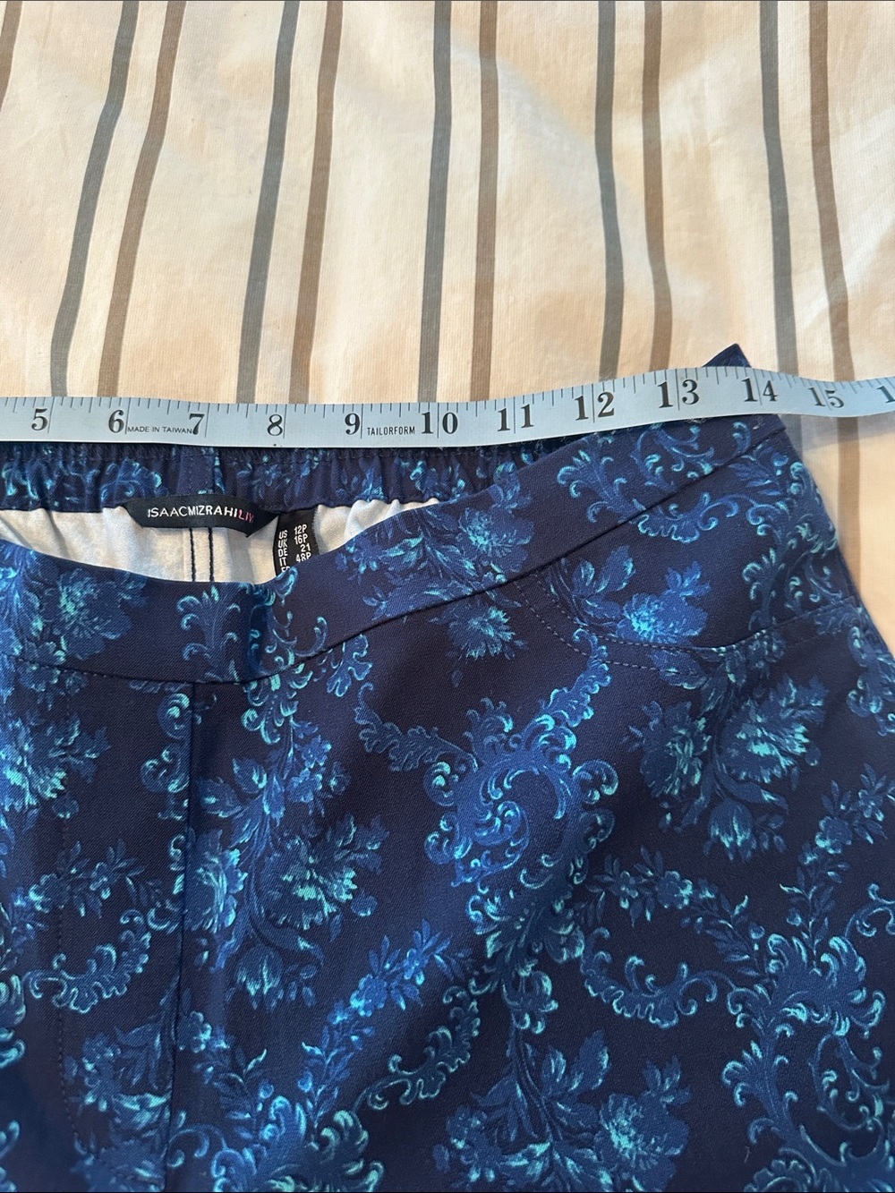 Isaac Mizrahi Navy Blue Floral-Print Chinos - Picture 9 of 9